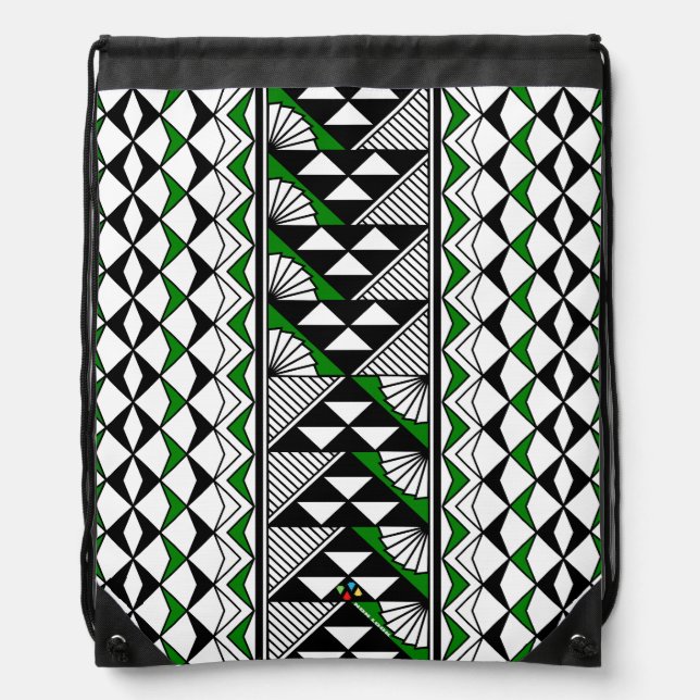 Sun and Rain in Green Drawstring Bag (Front)