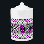 Sun and Rain in Pink Teapot<br><div class="desc">This unique artwork is another version of previous art that showcases pueblo culture in the southwestern part of the United States. These Native American cultures have been here for centuries and continue to share their culture and art to many visitors today. This design is a representation of our prayers of...</div>