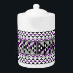 Sun and Rain in Purple Teapot<br><div class="desc">This unique artwork is another version of previous art that showcases pueblo culture in the southwestern part of the United States. These Native American cultures have been here for centuries and continue to share their culture and art to many visitors today. This design is a representation of our prayers of...</div>