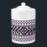 Sun and Rain in Purple Teapot<br><div class="desc">This unique artwork is another version of previous art that showcases pueblo culture in the southwestern part of the United States. These Native American cultures have been here for centuries and continue to share their culture and art to many visitors today. This design is a representation of our prayers of...</div>