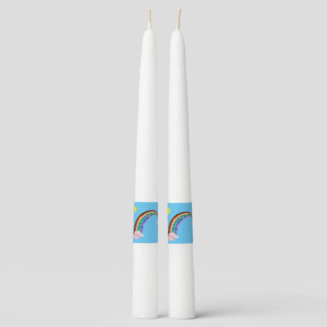 Sun and rainbow 2 taper candle (Front)