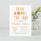 Sun and Rainbow-Here Comes The Sun-Baby Shower  Invitation (Standing Front)