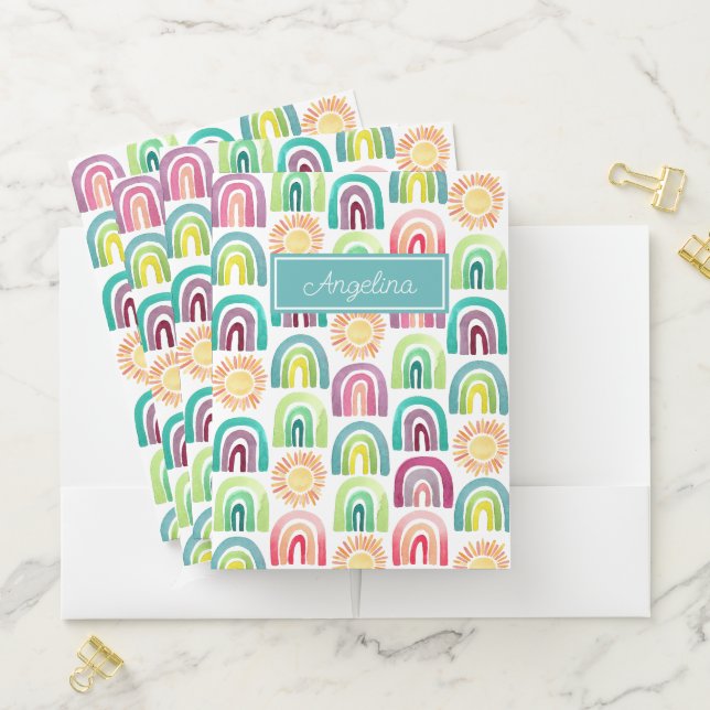Sun and Rainbows Back to School Kids Pocket Folder (In Situ)