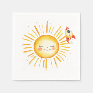 Sun and Rocketship First Birthday Napkins
