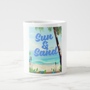Sun and Sand inspirational quote cartoon poster la Giant Coffee Mug