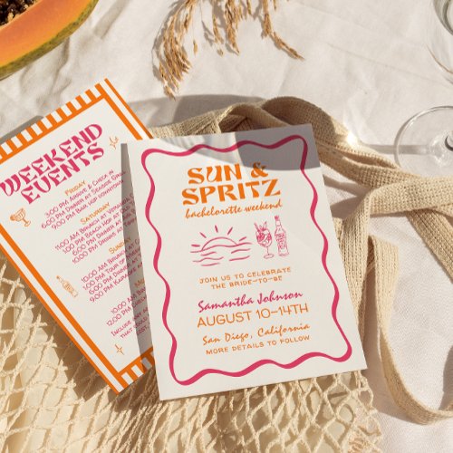 Sun and Spritz Bachelorette Weekend Itinerary Invitation