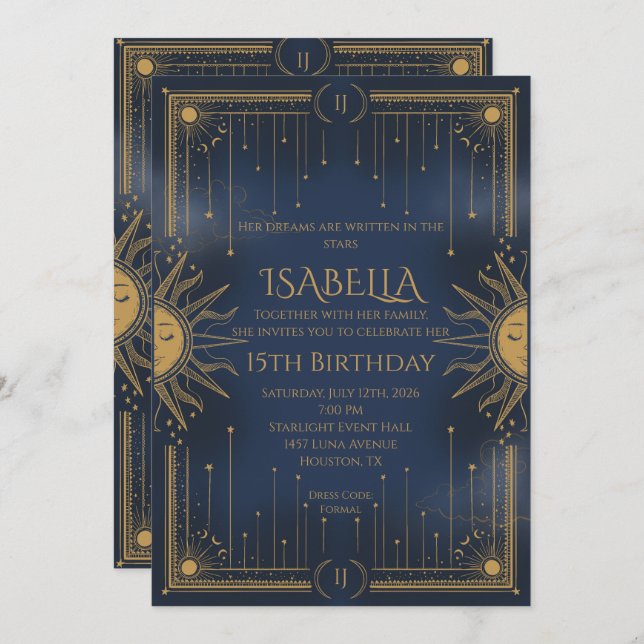 sun and stars invitation (Front/Back)