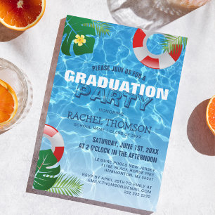  Sun and Success! Graduation Pool Party Invitation