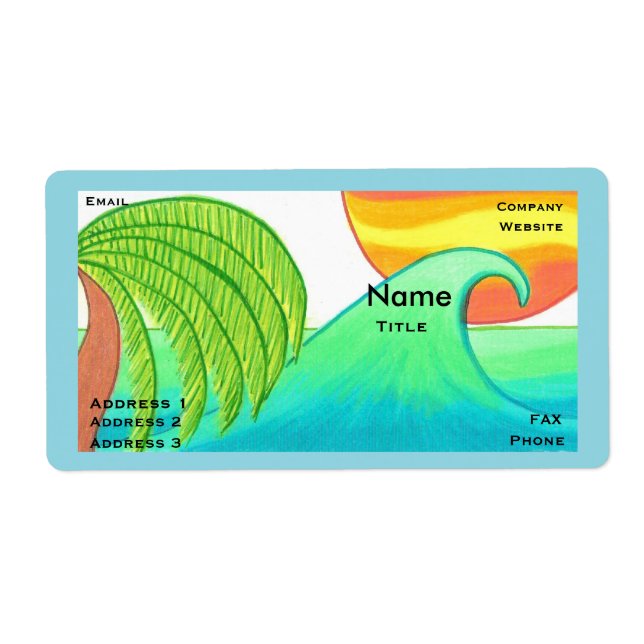 Sun and Surf Business Card Template Label (Front)