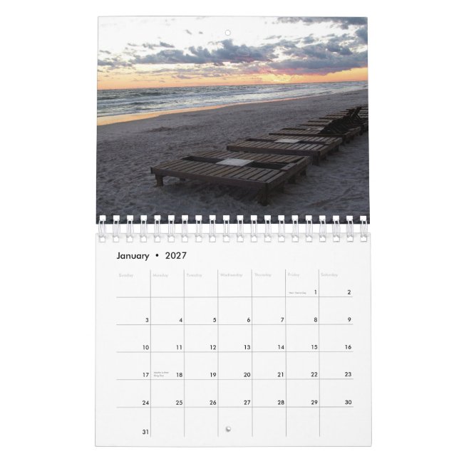 Sun and Surf Calendar (Jan 2027)