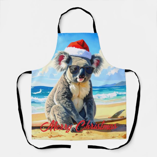 Sun and Surf Koala Santa Hat  Apron (Front)