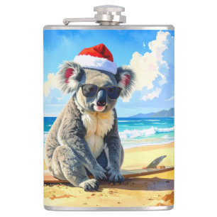 Sun and Surf Koala Santa Hat Flask