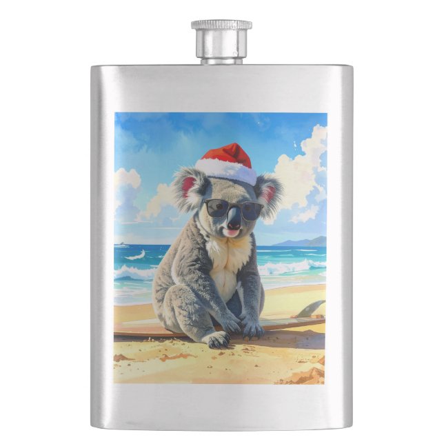 Sun and Surf Koala Santa Hat Flask (Front)