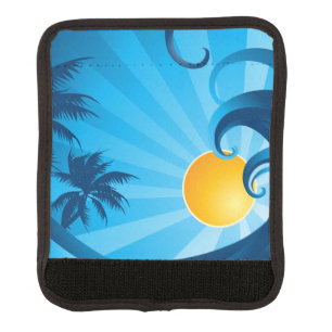 Sun and Surf Sea Wave Illustration Luggage Handle Wrap
