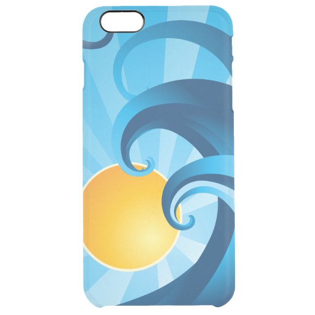 Sun and Surf Sea Waves Illustration Uncommon iPhone Case (Back)