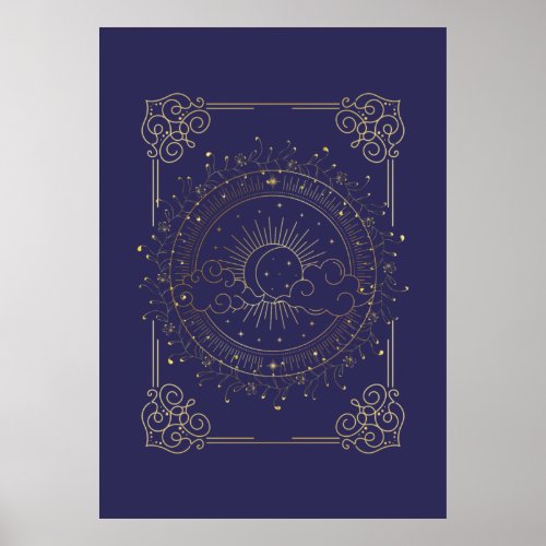 Sun and the Moon Tarot magic  Poster