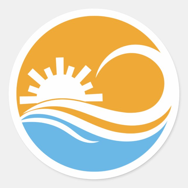 sun and wave classic round sticker (Front)