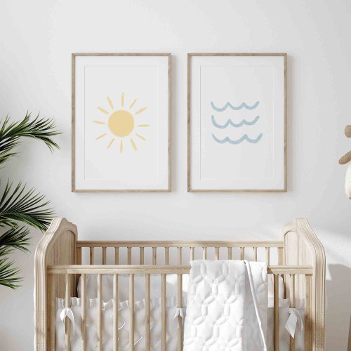 Sun and wave wall art set of 2 poster