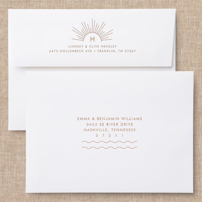 Sun and Waves  Back Addressed Envelopes (Linen)