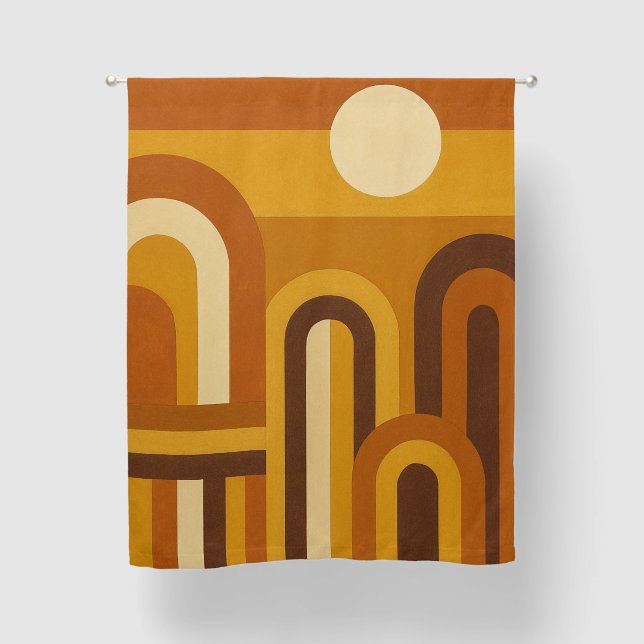 Sun & Arches Mid Century Modern Geometric Design Blackout Curtains (Front)