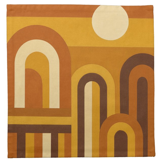 Sun & Arches Mid Century Modern Geometric Design Cloth Napkin (Front)