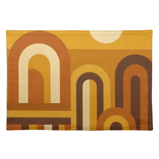 Sun & Arches Mid Century Modern Geometric Design Cloth Placemat (Front)