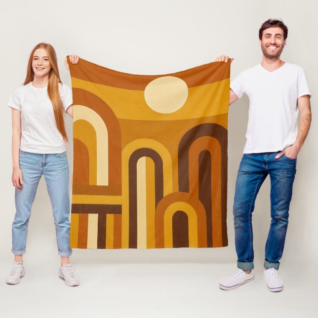 Sun & Arches Mid Century Modern Geometric Design Fleece Blanket (In Situ)