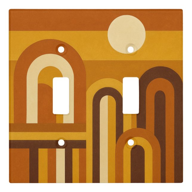 Sun & Arches Mid Century Modern Geometric Design Light Switch Cover (Front)