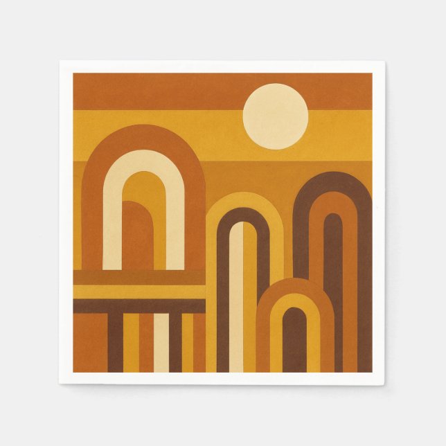 Sun & Arches Mid Century Modern Geometric Design Napkins (Front)