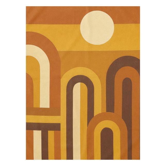 Sun & Arches Mid Century Modern Geometric Design Tablecloth (Front)