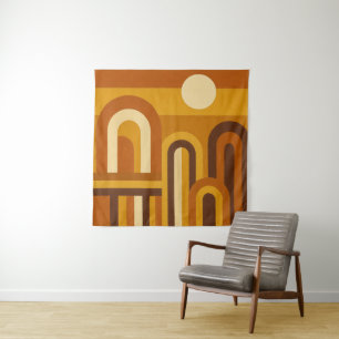 Sun & Arches Mid Century Modern Geometric Design Tapestry