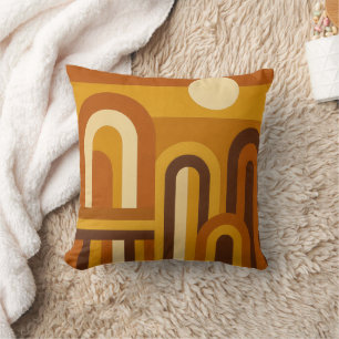 Sun & Arches Mid Century Modern Geometric Design Throw Pillow