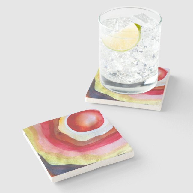 Sun art sunshine abstract stone coaster (Side)
