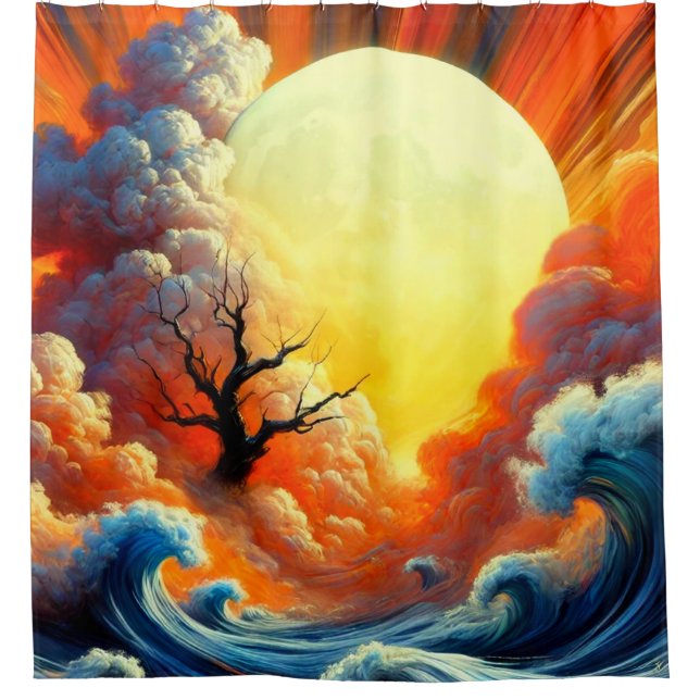 Sun Artwork Shower Curtain (Front)