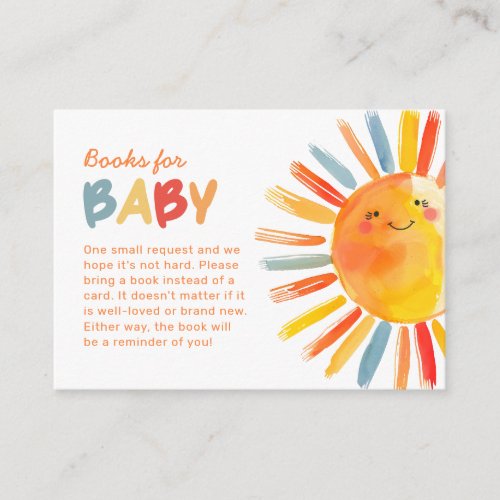 Sun Baby Shower Book Request Enclosure Card