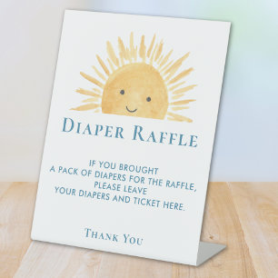 Sun Baby Shower Diaper Raffle Pedestal Sign
