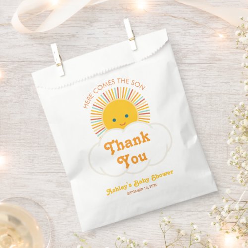 Sun Baby Shower Here Comes the Son Thank You Cloud Favor Bag