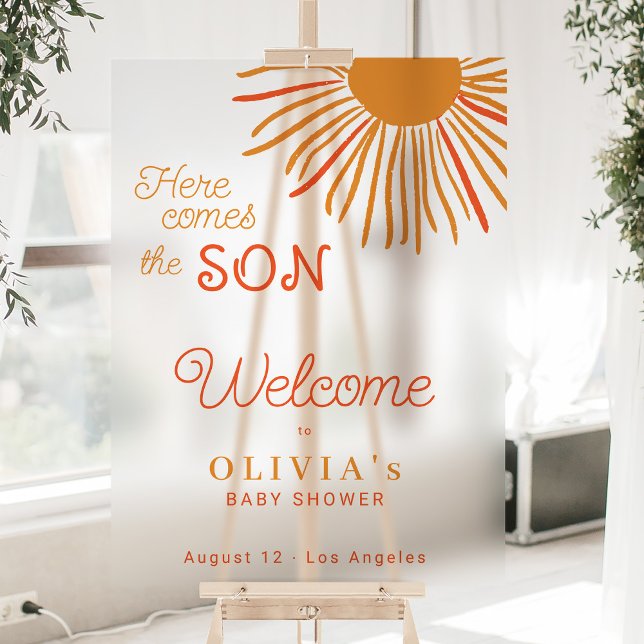 Sun baby shower here comes the son welcome acrylic sign (Creator Uploaded)