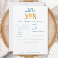 Sun Baby Shower Prediction & Advice Card