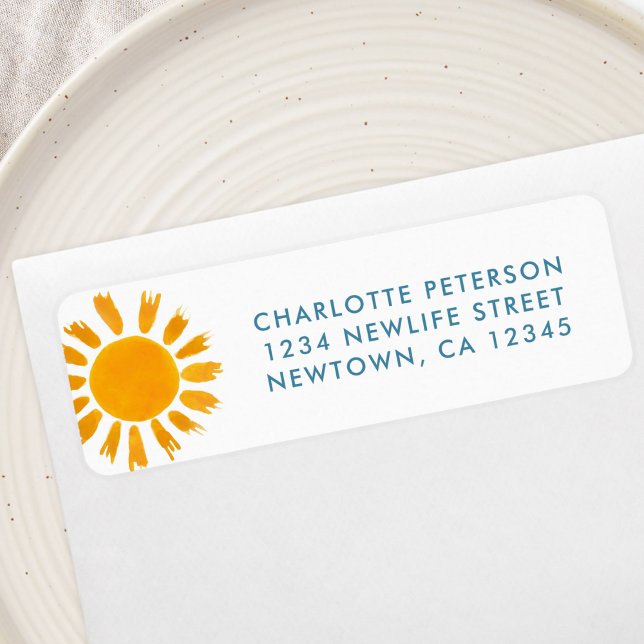 Sun Baby Shower Return Address  Label (Creator Uploaded)