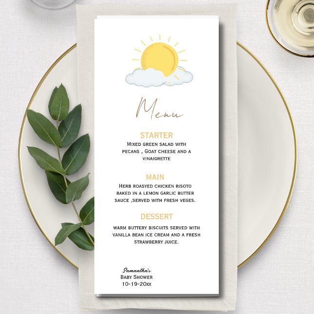 Sun baby shower Rustic Menu (Creator Uploaded)