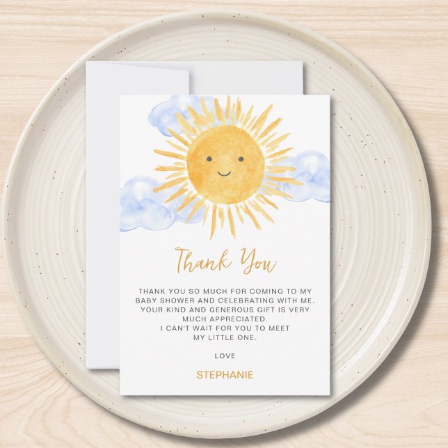 Sun Baby Shower  Thank You Card (Creator Uploaded)