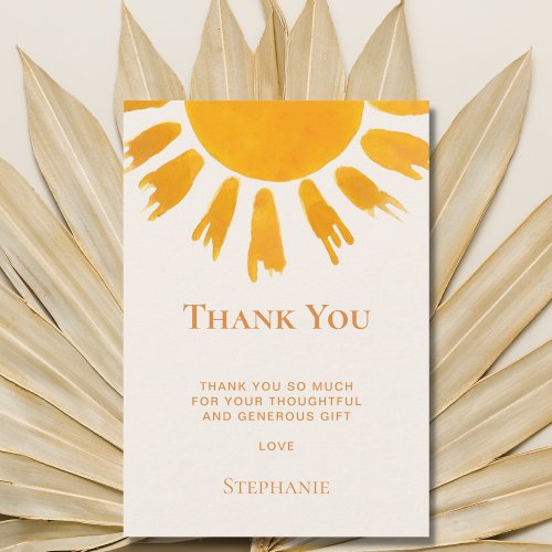 Sun Baby Shower  Thank You Card