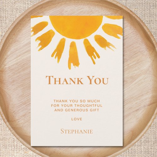 Sun Baby Shower Thank You Card