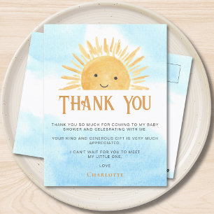 Sun Baby Shower Thank You Postcard