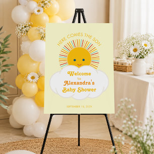 Sun Baby Shower Welcome Here Comes the Son Cream Foam Board