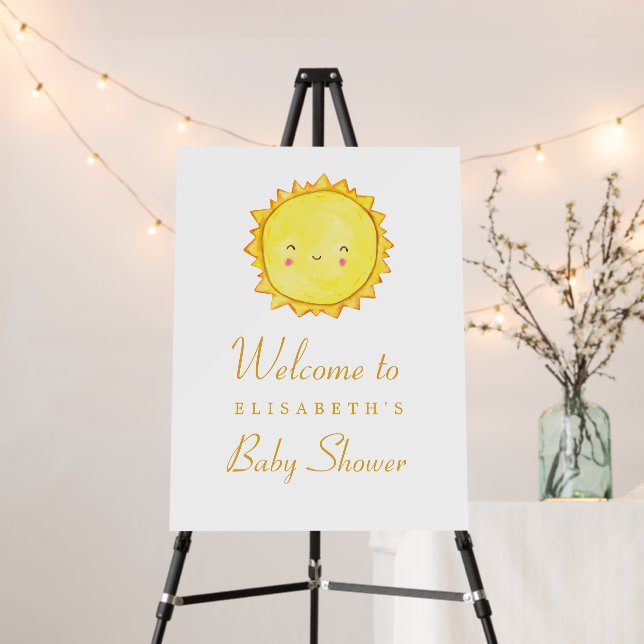 Sun Baby Shower Welcome Sign / Thank You Yellow  (In Situ (Stand))