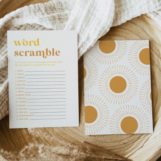 Sun Baby Shower Word Scramble Game Card (Creator Uploaded)