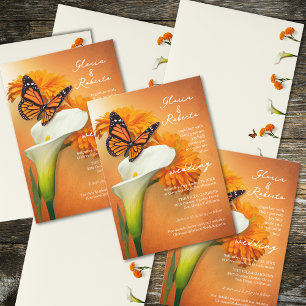 Sun Bathed Marigolds & Butterfly Mexican Wedding Invitation