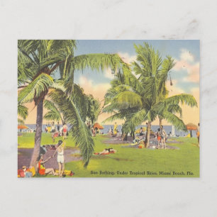 Sun Bathing, Tropical Skies, Miami Beach, Florida Postcard